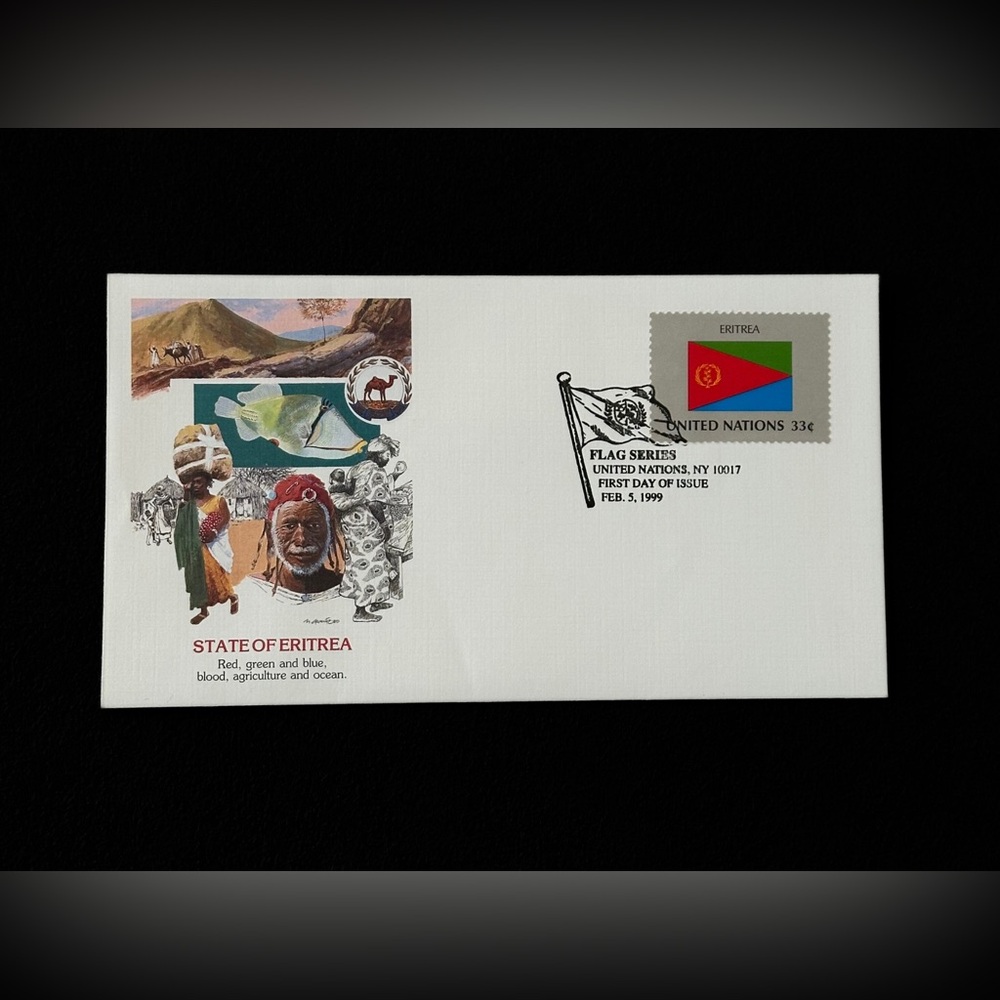 UN Flag Series Eritrea First Day Cover 1999 United Nations 33 Stamp Envelope